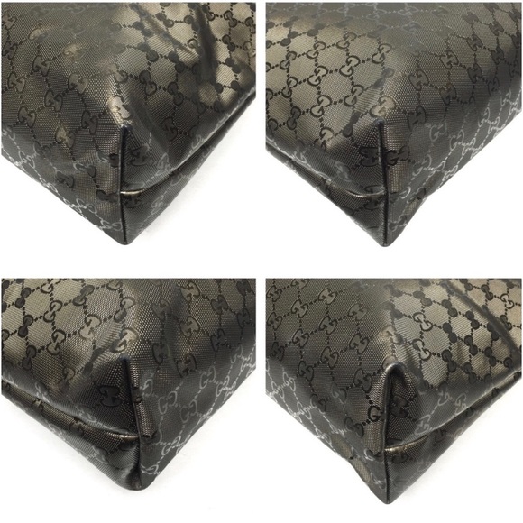 Authentic Gucci khaki green coated monogram canvas tote bag - Picture 16 of 16